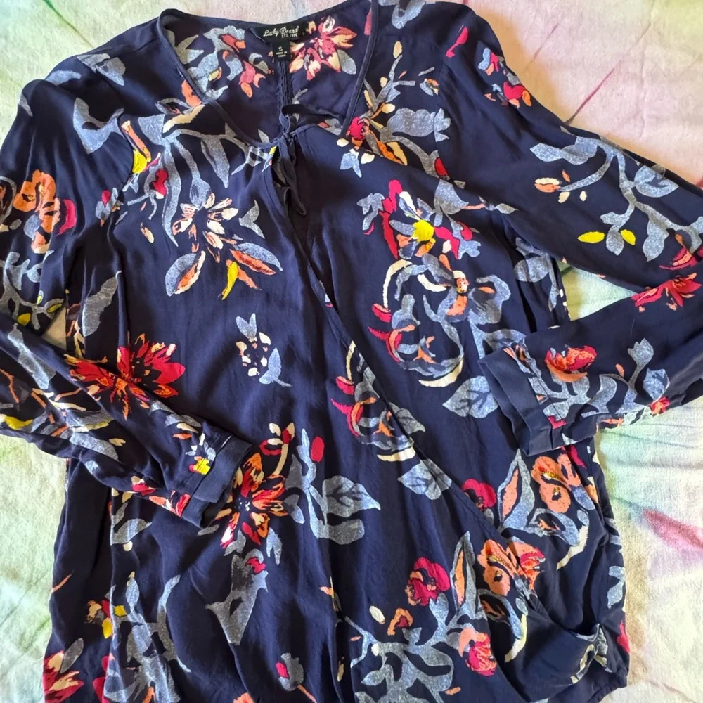 Lucky Brand Dark Blue Floral Women's Blouse